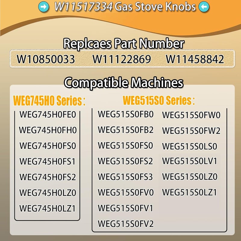 MAHOOK عبوة 4 من مقبض الموقد المعزز W11517334 مناسب لموقد الغاز من ويرلبول استبدالات مقابض W10850033، W11122869 متوافقة W11458842 - Image 4